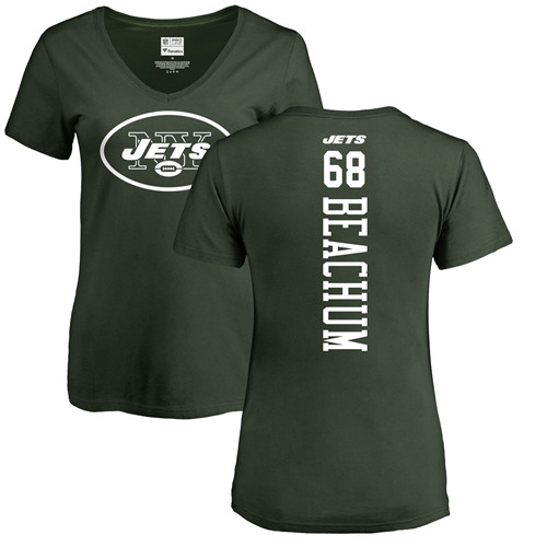 New York Jets Green Women Kelvin Beachum Backer NFL Football #68 T Shirt